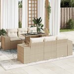 vidaXL Salon de jardin avec coussins 7 Pièces beige résine tressée