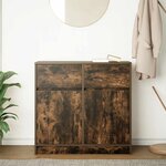 vidaXL Buffet avec tiroir chêne fumé 80x34x76 cm bois d'ingénierie
