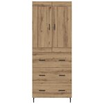vidaXL Haut Armoire 2 Pièces Chêne artisanal Bois Aggloméré et Verre