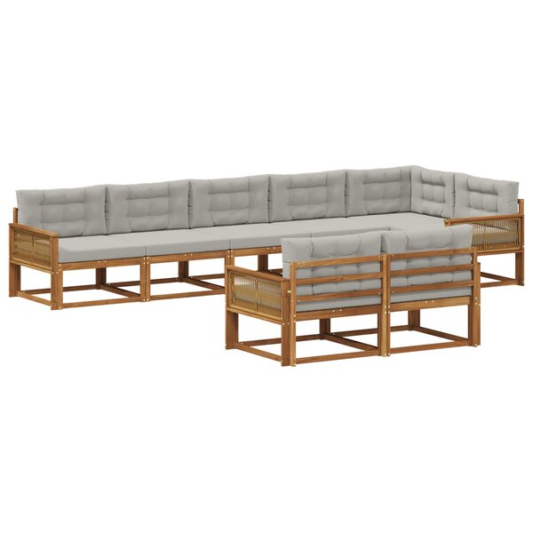 vidaXL Ensemble de canapés d'extérieur 8 pc Naturel et Gris clair