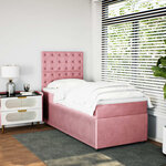 vidaXL Sommier à lattes de lit avec matelas Rose 90x190 cm Velours