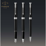 Parker sonnet stylo roller  laque noire  recharge noire pointe fine  coffret cadeau