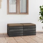 vidaXL Repose-pieds palette de jardin 2 Pièces avec coussins Bois de pin