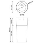 Vasque à trou de trop-plein/robinet céramique Blanc pour salle de bain