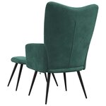 vidaXL Chaise de relaxation avec tabouret Vert foncé Velours