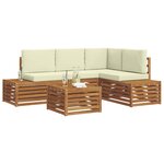 vidaXL Ensemble de canapés d'extérieur avec coussin Naturel et Crème