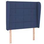 vidaXL Tête de lit avec oreilles Bleu 93x23x118/128 cm Tissu
