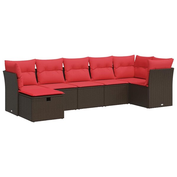 vidaXL Salon de jardin avec coussins 7 Pièces marron résine tressée