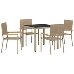 vidaXL Ensemble de salle à manger pour jardin 5 Pièces Beige polyrotin