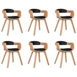 vidaXL Chaises à manger lot de 6 noir bois courbé et similicuir