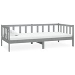 vidaXL Lit de repos avec matelas 90x200 cm Gris Bois de pin massif