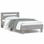 vidaXL Cadre de lit tête de lit et lumières LED sonoma gris 90x200 cm