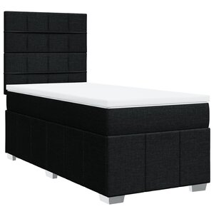 vidaXL Sommier à lattes de lit et matelas Noir 80x200 cm Tissu