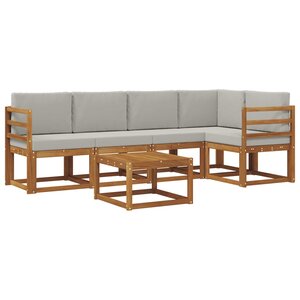 vidaXL Ensemble de canapés d'extérieur 6 Pièces Gris Naturel et Clair