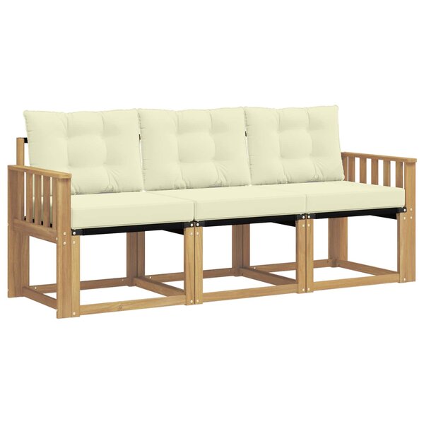 vidaXL Ensemble de canapés d'extérieur 3 pc Blanc et crème