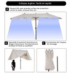Parasol de jardin XXL parasol grande taille 4 6L x 2 7l x 2 4H m ouverture fermeture manivelle acier polyester haute densité crème