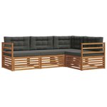 vidaXL Ensemble de canapés d'extérieur 4 Pièces Naturel et Anthracite