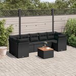 vidaXL Salon de jardin 8 Pièces avec coussins noir résine tressée