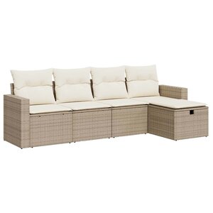 vidaXL Salon de jardin avec coussins 5 Pièces beige résine tressée