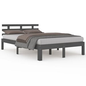 vidaXL Cadre de lit sans matelas gris bois massif 150x200 cm