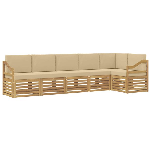 vidaXL Ensemble de canapés d'extérieur 6 pc Blanc et Beige Polyester