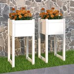 vidaXL Jardinières 2 Pièces Blanc 40x40x81 cm Bois massif de pin