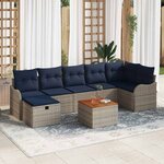vidaXL Ensemble de canapé de jardin avec coussin 8 Pièces Gris Poly rotin