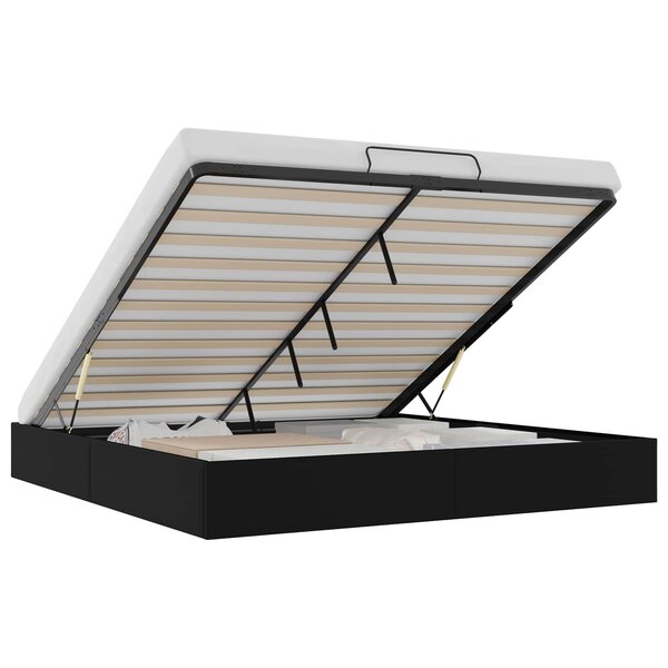 vidaXL Cadre de lit ottoman Noir King size Simili cuir