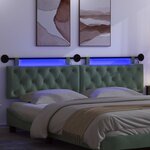 vidaXL Tête de lit suspendue Avec lumière LED Vert Mer Velours