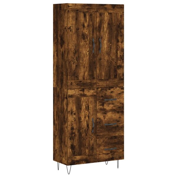 vidaXL Buffet haut Chêne fumé 69 5x34x180 cm Bois d'ingénierie