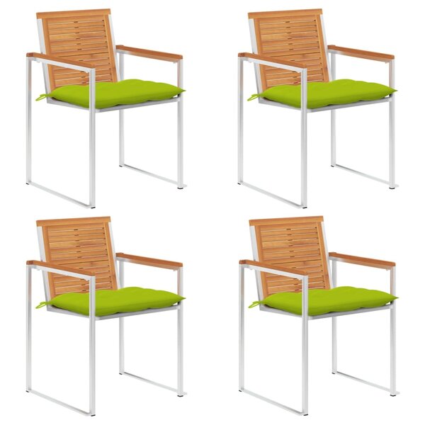 vidaXL Chaises de jardin lot de 4 avec coussins Bois d'acacia massif
