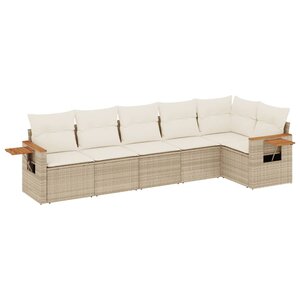 vidaXL Salon de jardin avec coussins 6 Pièces beige résine tressée