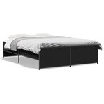 vidaXL Cadre de lit noir 120x190 cm bois d'ingénierie et métal