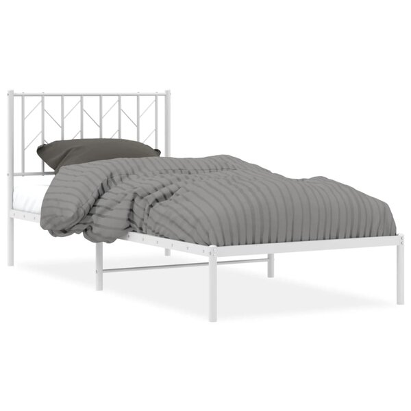 vidaXL Cadre de lit métal sans matelas avec tête de lit blanc 90x200cm