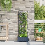 vidaXL Bac à fleurs avec Treillis Gris 40 x 40 x 125.5 cm PP