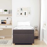 vidaXL Cadre de lit avec matelas Marron foncé 90 x 200 cm tissu