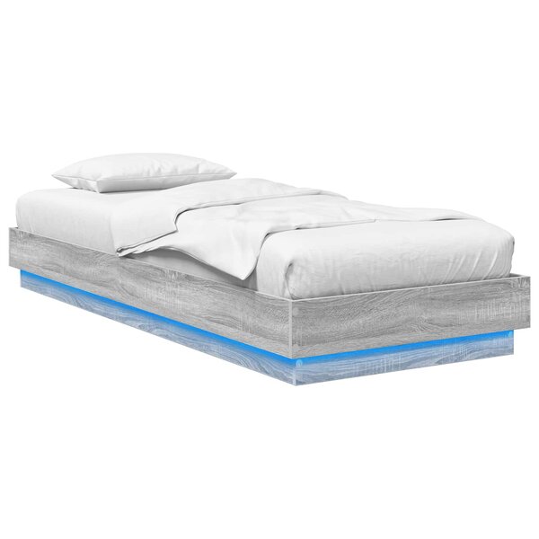 vidaXL Cadre de lit avec LED Sonoma gris 80 x 200 cm Bois d'ingénierie