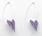 Boucles d'oreille papier origami avion violet goutte