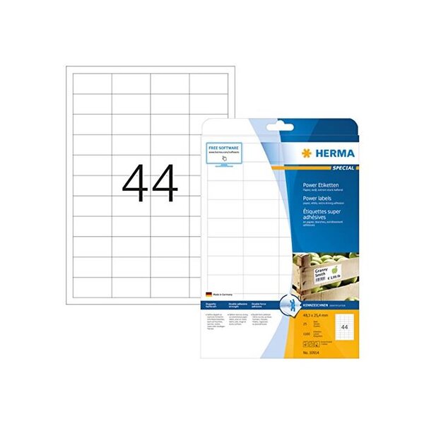 1100 étiquettes super adhésives special, 48,3 x 25,4 mm herma