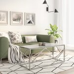 vidaXL Table basse argenté acier inoxydable et verre trempé