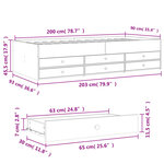 vidaXL Lit de jour avec tiroirs sans matelas sonoma gris 90x200 cm