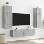 vidaXL Meubles TV muraux et lumières LED 2Pièces sonoma gris 60x35x41 cm