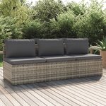 vidaXL Canapé de jardin 3 places avec coussins Gris Résine tressée