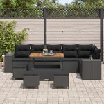 vidaXL Ensemble de canapé de jardin avec coussin 10 Pièces Noir polyrotin