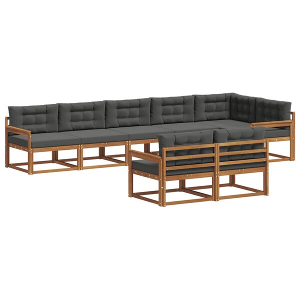 vidaXL Ensemble de canapés d'extérieur 8 pc Naturel et Anthracite