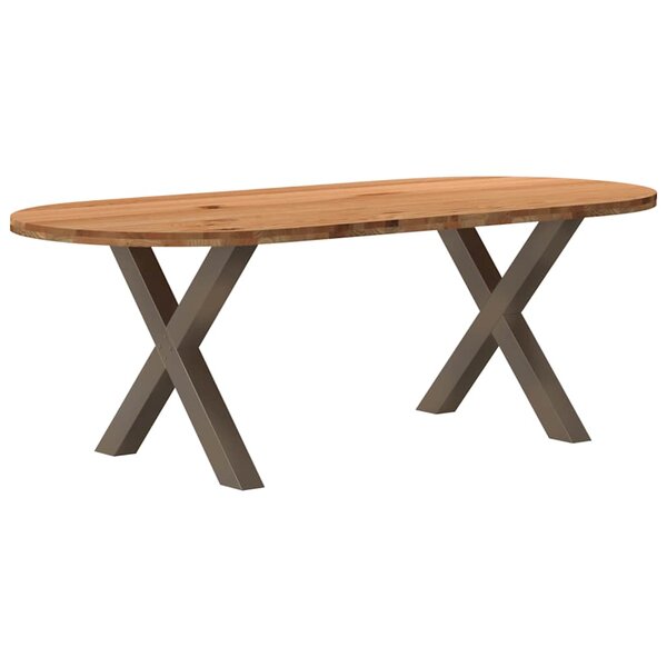 vidaXL Table à manger 220x100x74 cm bois de chêne massif ovale