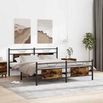 vidaXL Cadre de lit en métal sans matelas chêne fumé 180x200 cm
