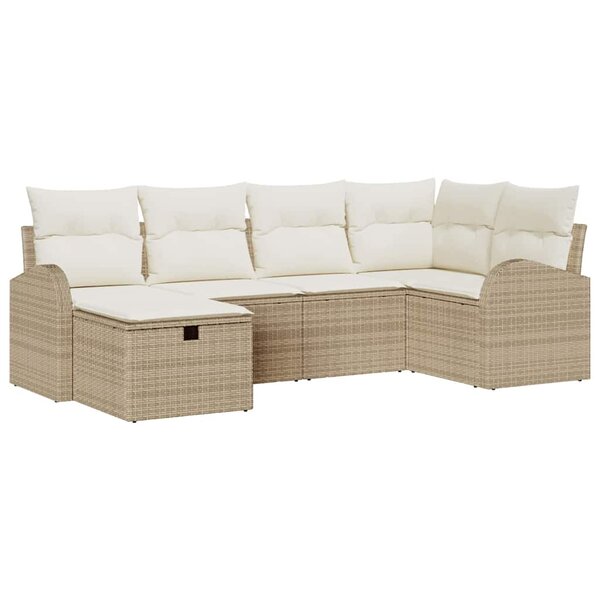 vidaXL Ensemble de canapé de jardin avec coussin 6 Pièces beige et crème