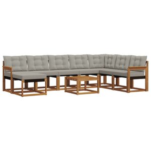vidaXL Ensemble de canapés d'extérieur 9 pc Naturel et gris clair