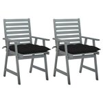 vidaXL Chaises à manger d'extérieur lot de 2 et coussins Acacia massif
